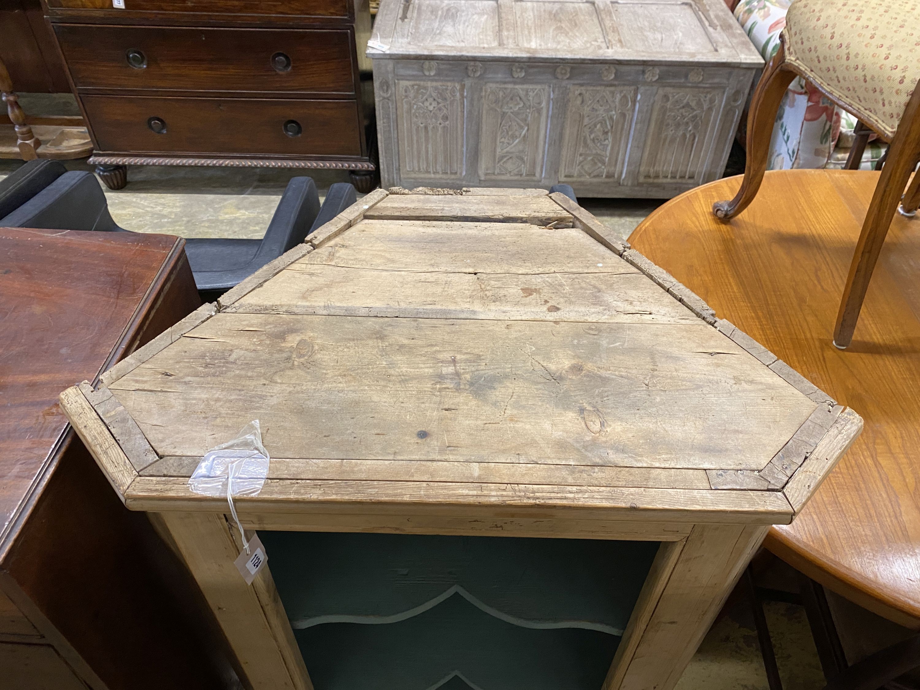 A Victorian pine corner cabinet, width 86cm, depth 56cm, height 105cm